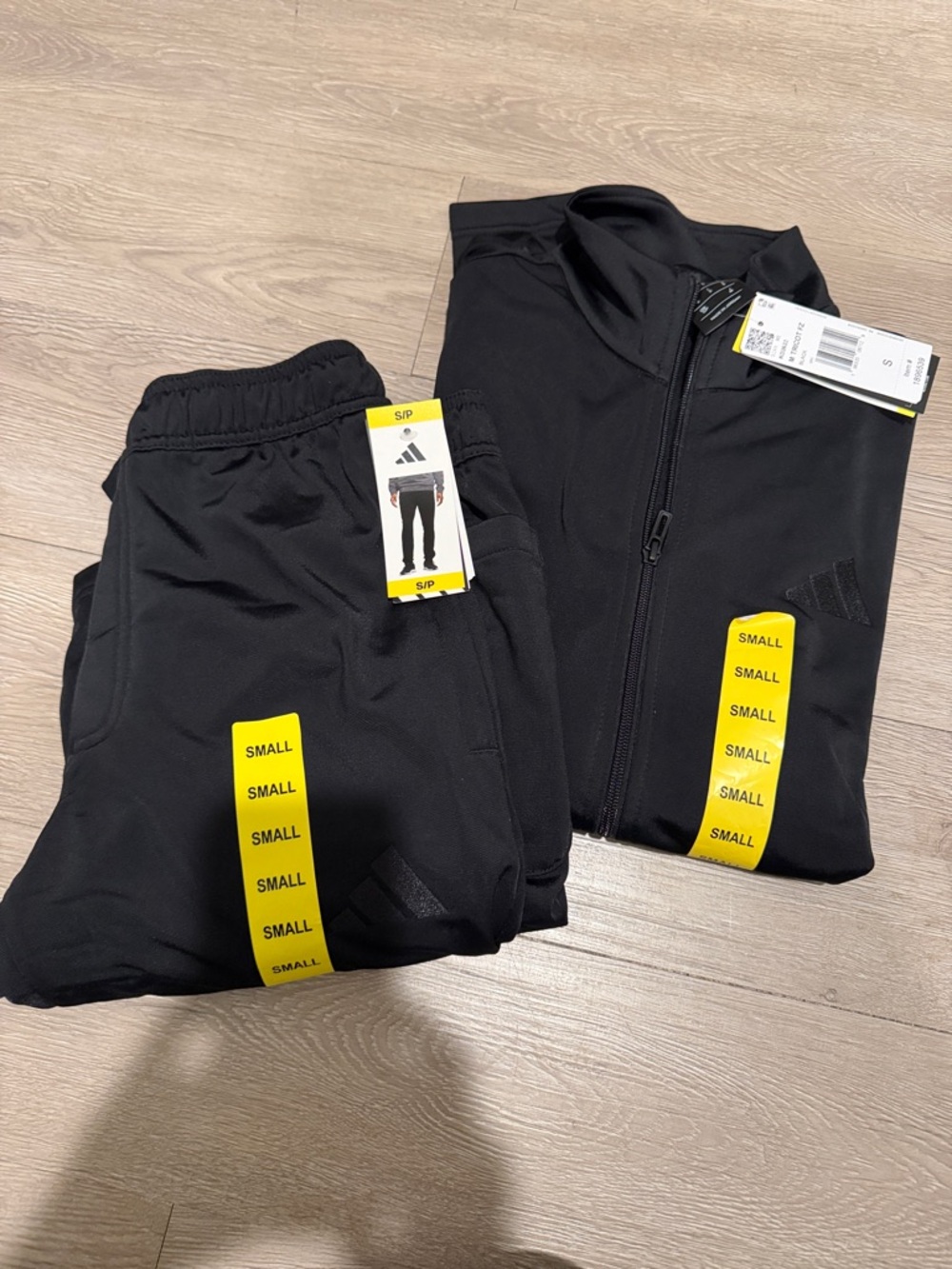 adidas Man’s Small Black Zip-Front Track Jacket and zippered Pants Set